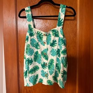 JCrew Monstera Leaf Linen Tank Size M